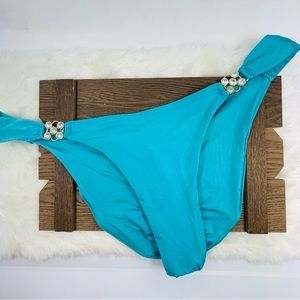 Turquoise Bikini Bottom with Embellishments